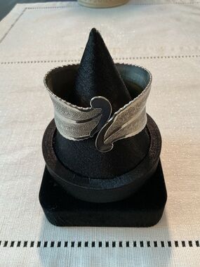 Feather Bypass Silver Tone Hinged Cuff Bracelet